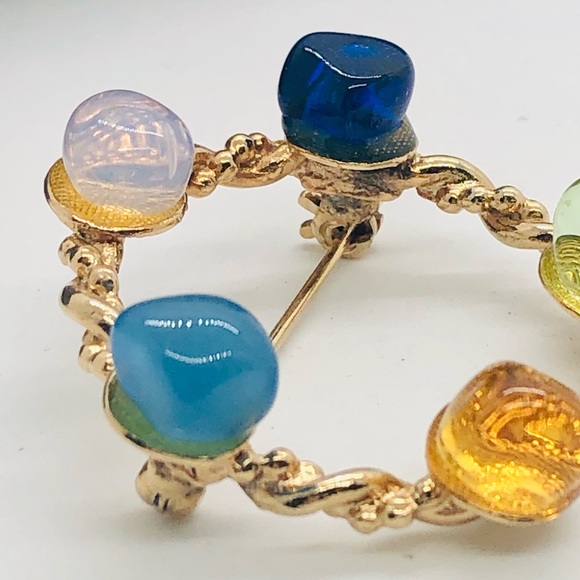 Vintage Polished Stone Brooch RARE! - Picture 13 of 17